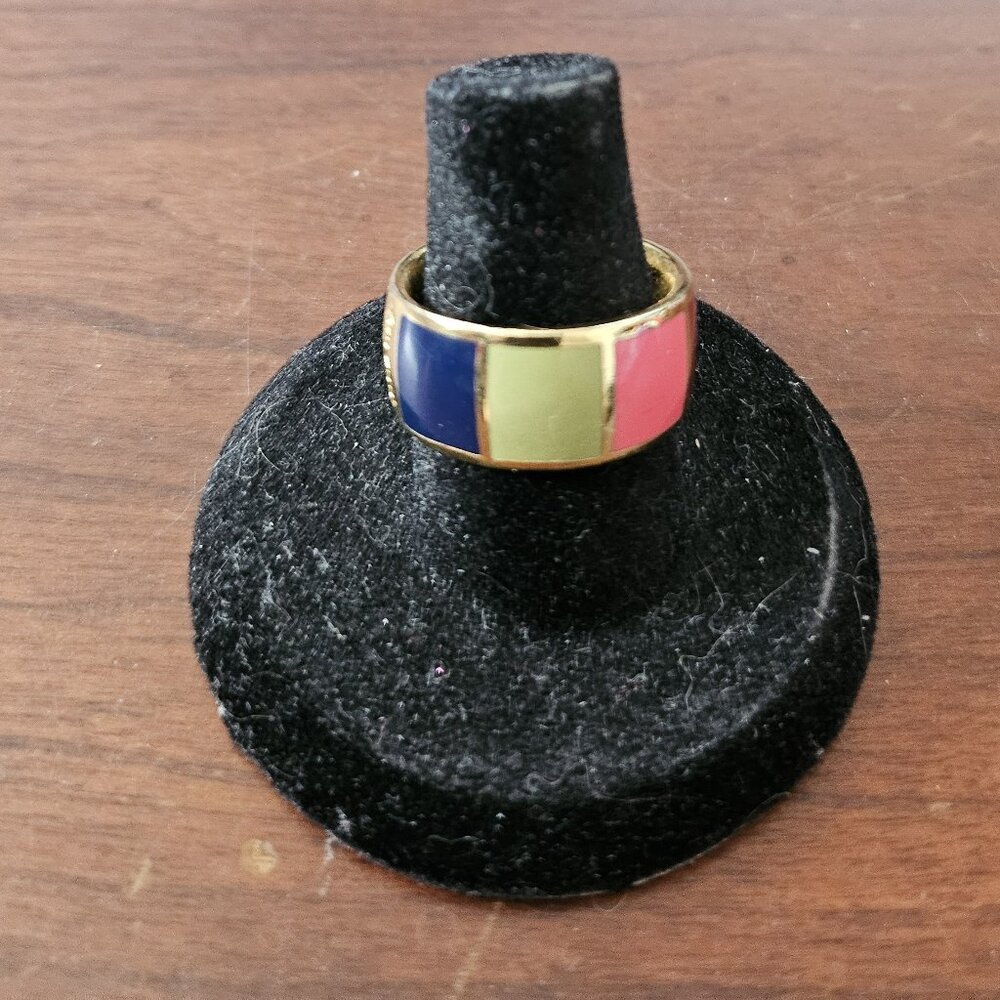 Coach Legacy Striped Band Ring Size 7